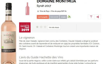 GUIDE HACHETTE VINS 2019 1 ÉTOILE POUR LE ROSÉ DE SYRAH DOMAINE MONTMIJA EN BIO